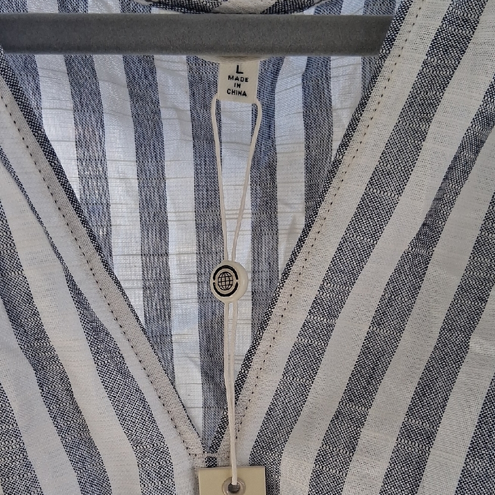 Striped Gray and White Dress - Picture 8 of 9